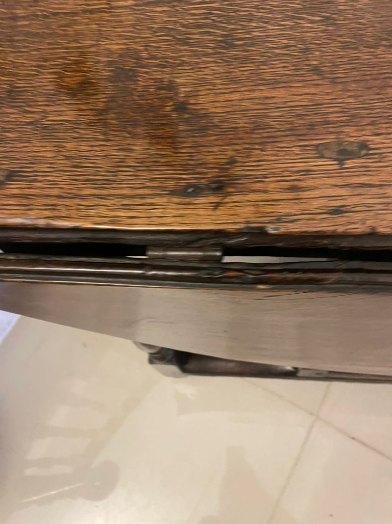 18th Century Antique Quality Oak Drop Leaf Dining Table - Image 6